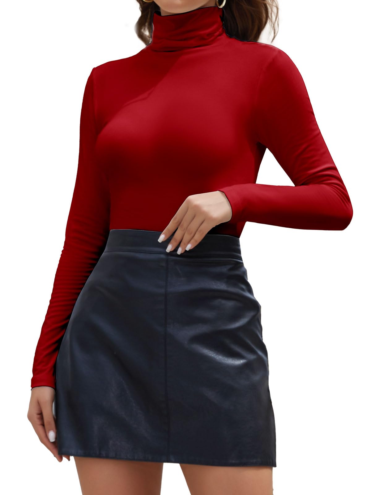 Joyshaper Langarmshirt Damen Rollkragen Shirts Langarm Stehkragen Oberteile Basic Tshirt Longsleeve Tops Unterziehshirt