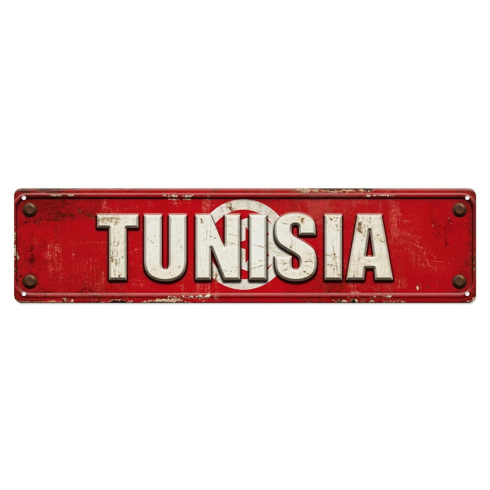 Vintage Tunisia Flag Pattern Metal Tin Sign