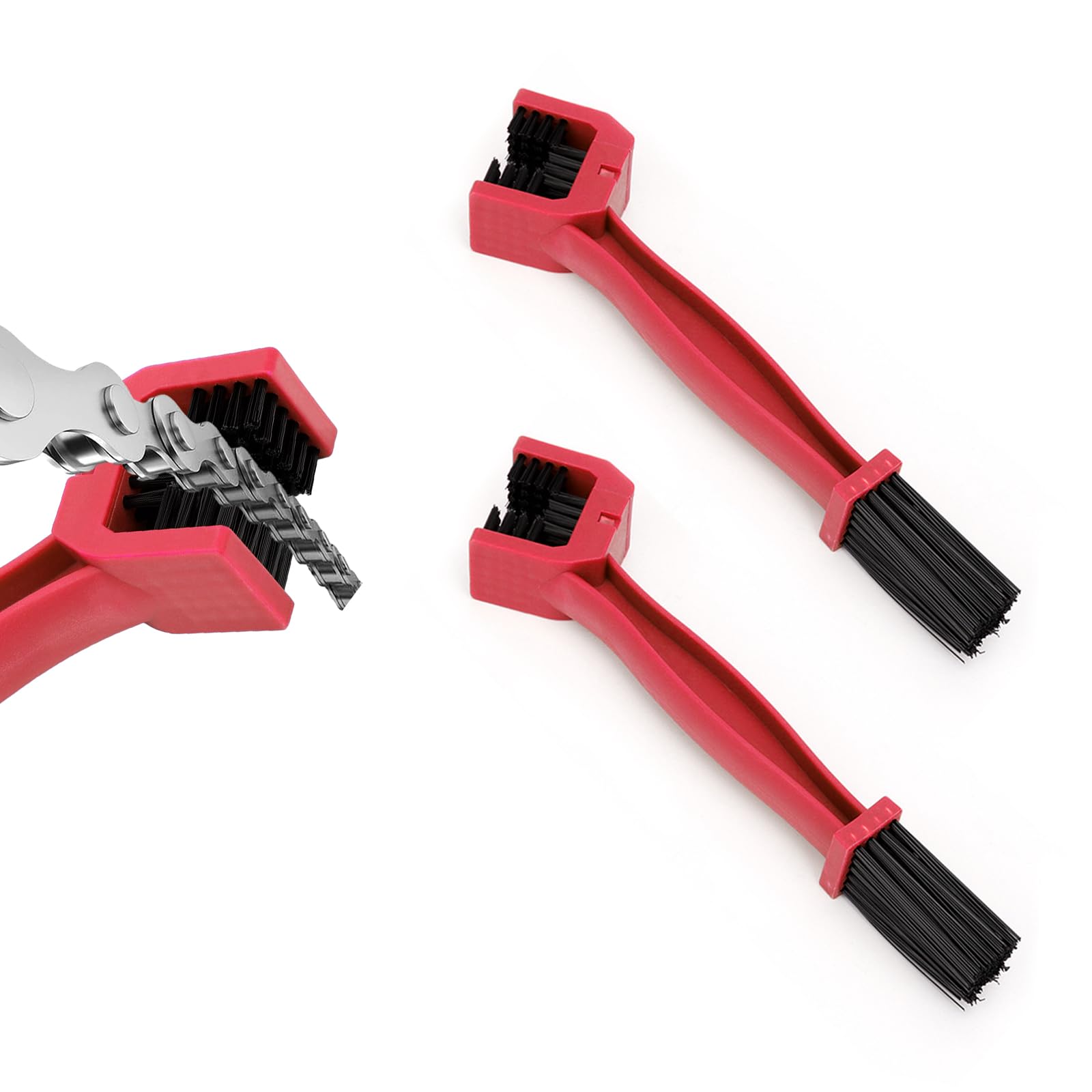 2 PCS Bike or Motorcycle Chain Washer, Motorcycle Chain Gear Dirt Clean Brushes, Universal Bicycle Chain Cleaning Brush Tool for Mountain Bike Heavy Duty Motorcycle (Red)