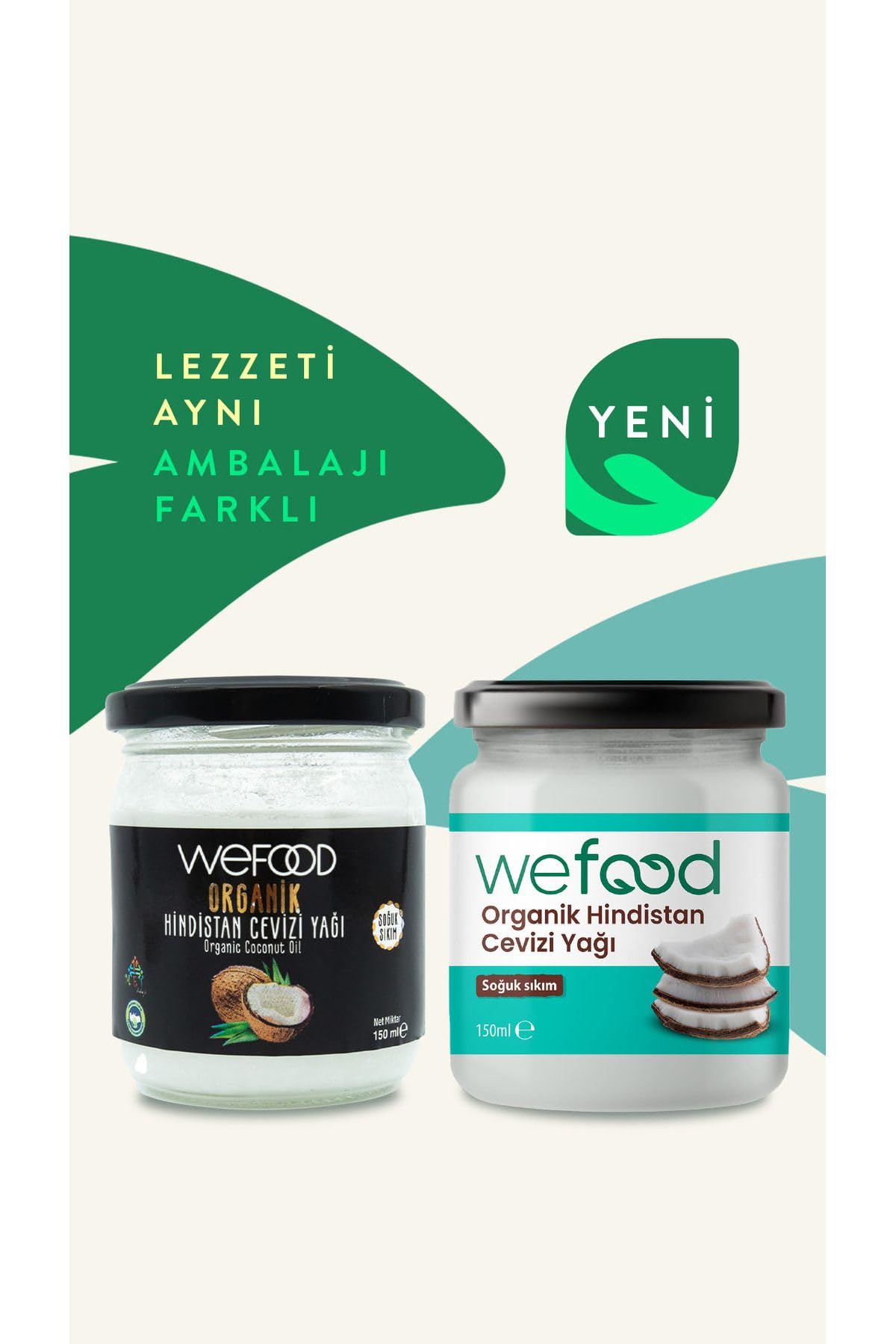 Wefood Organik Hindistan Cevizi Yağı 150 ml 2'li (Soğuk Sıkım)