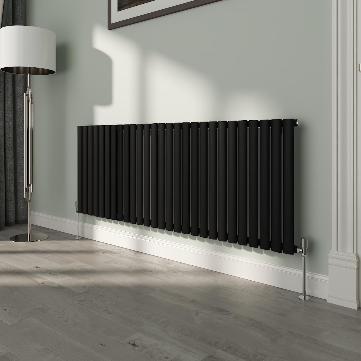 NRG Premium Black Oval Single Panel Designer Radiator 600x1593mm Central Heating โ image 1