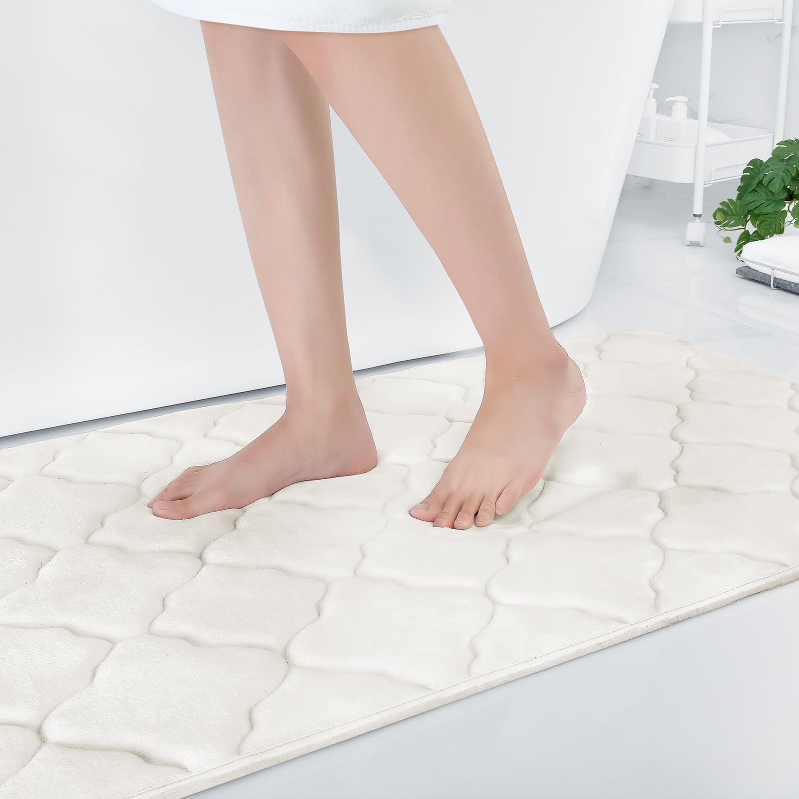 OLANLY Memory Foam Bath Mat Rug 70x24, Ultra Soft and Absorbent Bathroom Rugs, Non-Slip, Comfortable, Machine Washable Bath Carpet for Bathroom Floor,