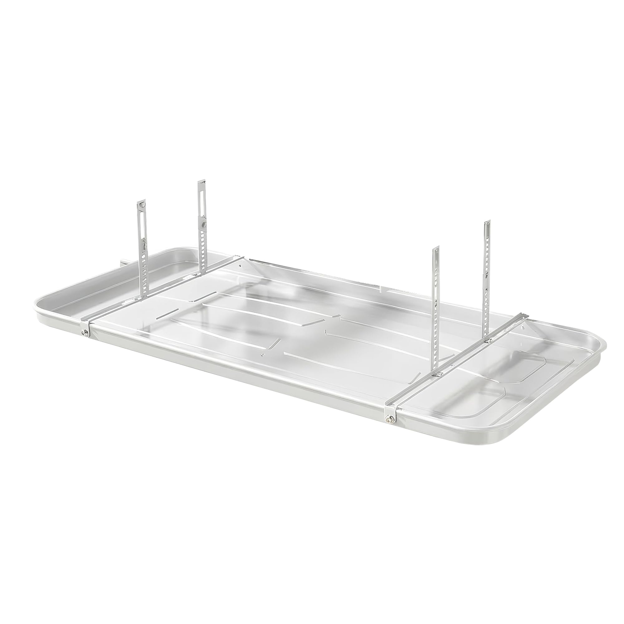 Vassoio di condensazione per aria condizionata, in acciaio inox 304 bianco, per uso esterno, anticorrosione, con tubo di scarico e supporto regolabile, 840 x 390 x 35 mm