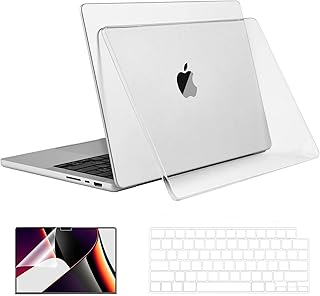 EooCoo Hard Case Clear Compatible for Newest MacBook Pro 16 Inch Case Release 2023 2022 2021 Model M2 A2780 M1 Pro M1 Max A2485 with Keyboard Cover, Screen Protector - Crystal Clear