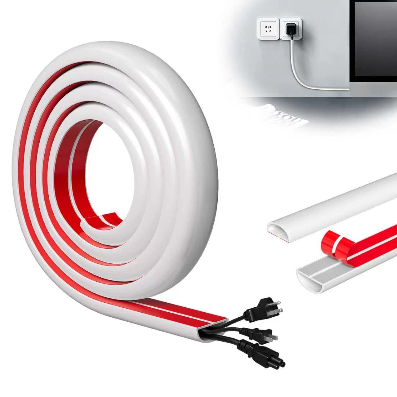 Hexizexi Mini White Cable Trunking 2m Self Adhesive Cable Cover 30x10mm