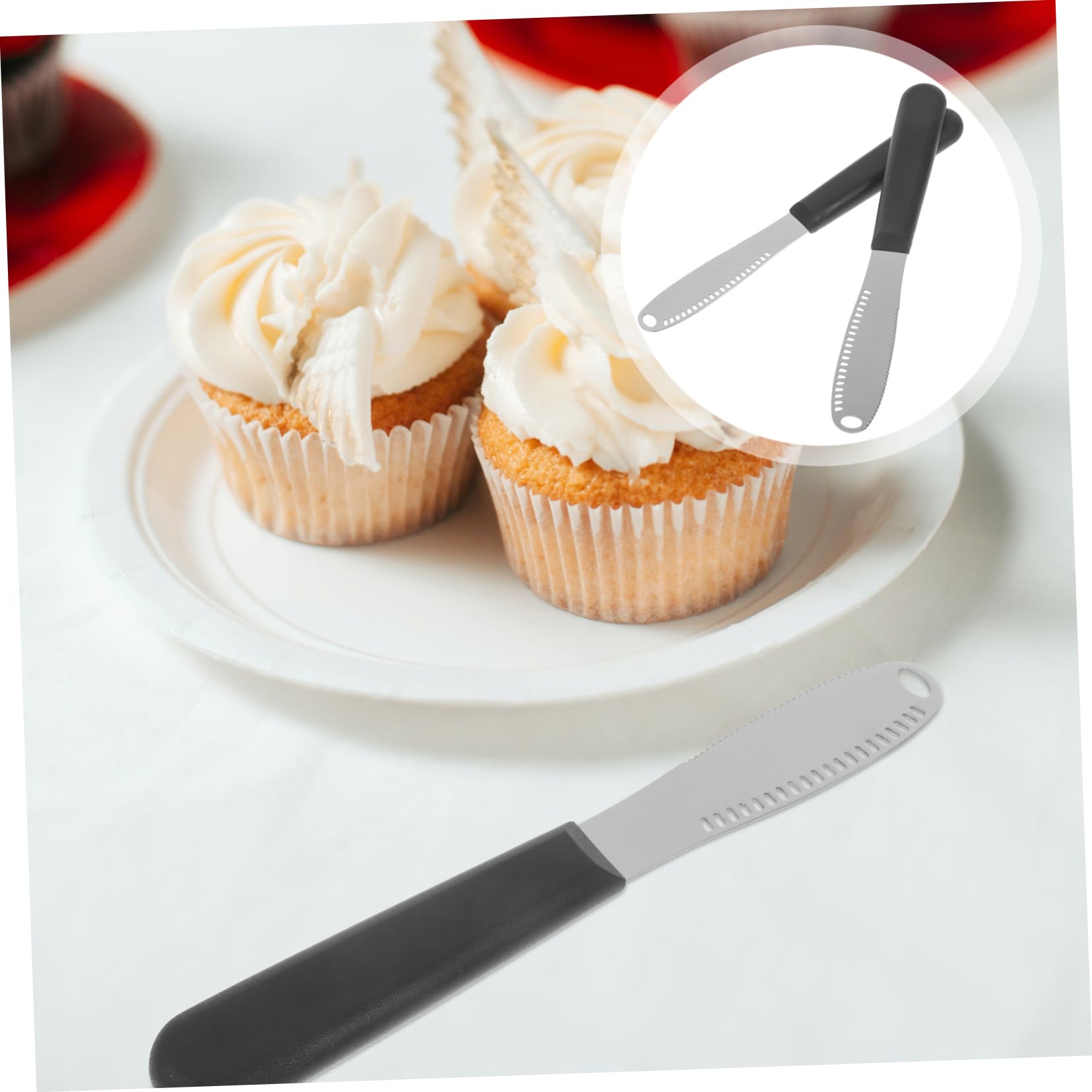 Unomor 4sets Butter Spatula Butter Grater Kitchen Slicer Cutter Baking Spreader Dough Scraper Butter Keeper Condiment Spreader Cheese Butter Slicer Paring Knife Black Stainless 2pcs*4