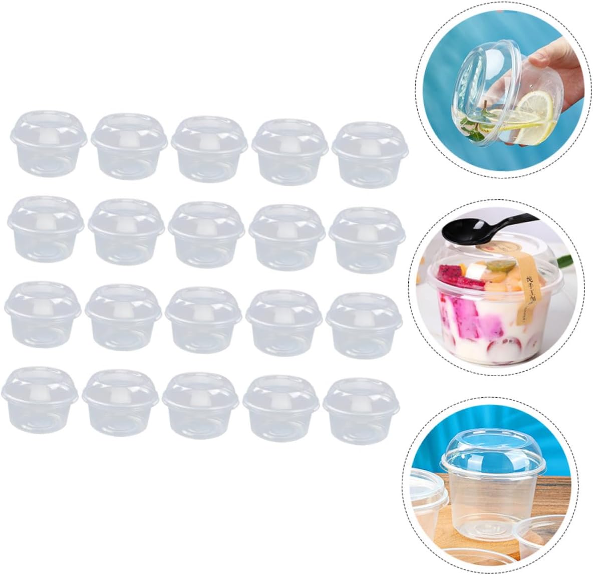 Ipetboom 360ml Dessert Packaging Box with Lid, Cupcake Carrier and Fruit Salad Container, Food-grade Plastic Cupcake Transport Box for Bakery and Takeout Use