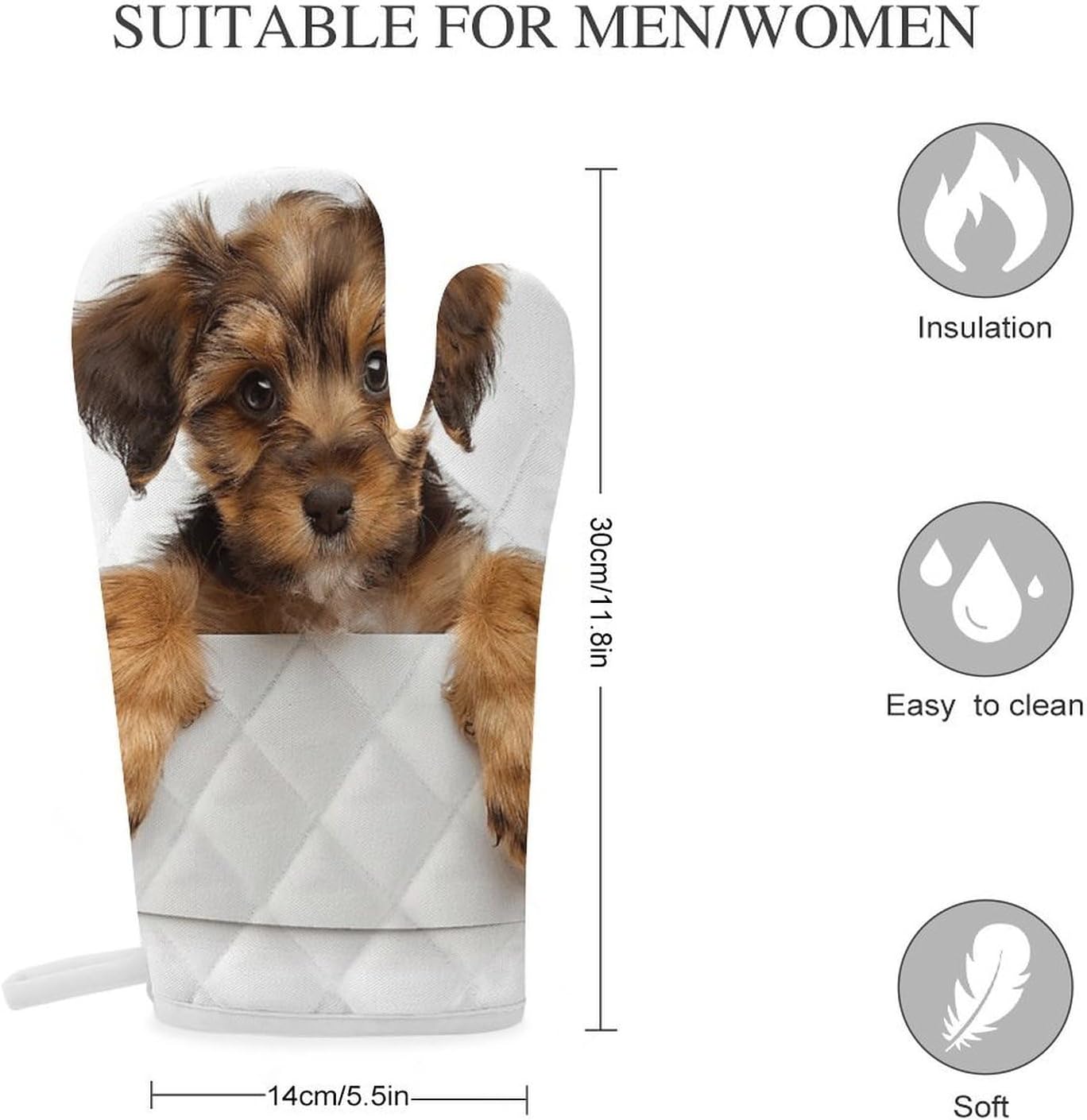 2 Pcs Oven Mitts Heat Resistant Kitchen Gloves Soft Safety Small Brown Dog Oven Glove for Microwave, Barbecue