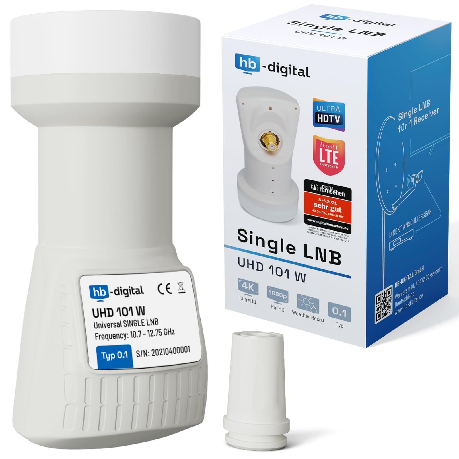 HB DIGITAL - Impianto mini satellitare, 40 cm, parabola + treppiedi da campeggio (opzionale) + Opticum LNB 0,1 + cavo da 10m