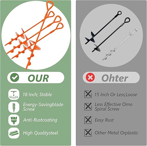 Miniatura 3 de Anclaje de tierra de 18 pulgadas de largo, anclajes de tierra resistentes de 18 pulgadas, kit de anclajes de tierra de 18 pulgadas con llave