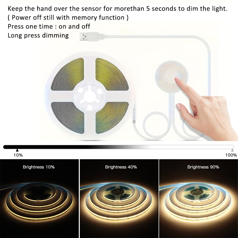 Tira LED con sensor táctil regulable 3 m blanco neutro miniatura 5