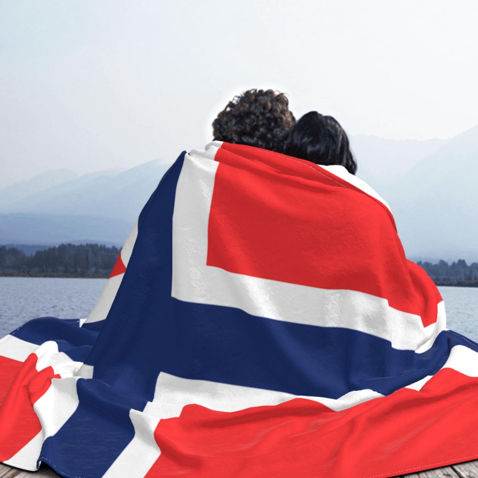 Manta de viaje portátil de 80 x 60 pulgadas, suave, resistente a las arrugas, plegable, exquisito estampado de la bandera noruega