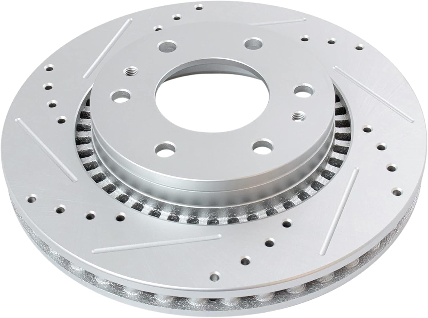 TRQ Front Brake Rotor Set G Coated Vented Drilled Slotted Compatible with 2006-2007 Buick Rainier 2006-2009 Chevrolet Trailblazer 2006-2009 GMC Envoy 2006-2008 Isuzu Ascender