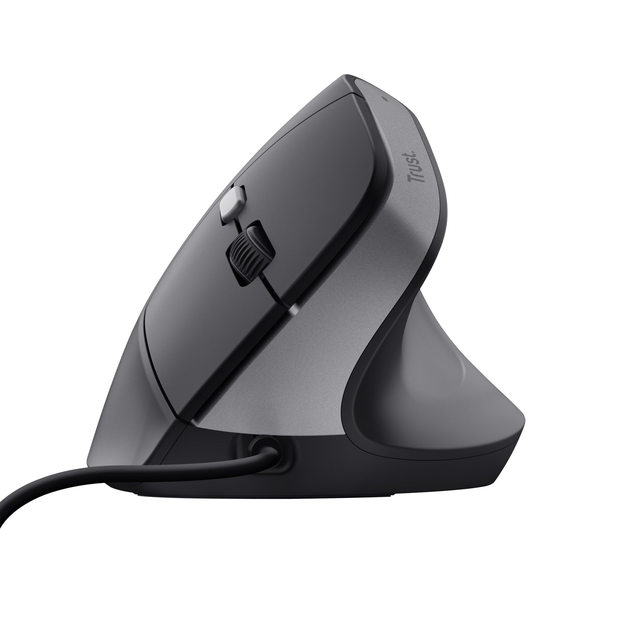 Trust Yuno ergonomiczna mysz przewodowa USB, myszka pionowa, czarna | dla osób praworęcznych, 800-2400 DPI, kabel 150 cm, sensor optyczny, 6 przycisków, 60% plastiku z recyklingu