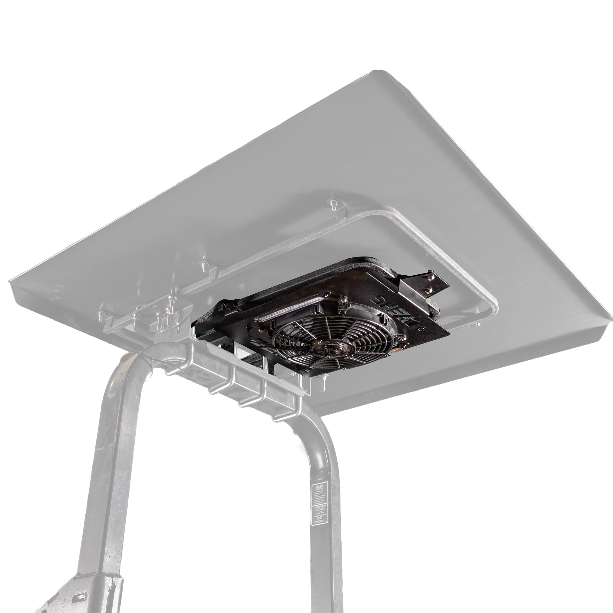 Photo 1 of EHS Zero-Turn Canopy Fan with Dual-Speed Cooling Fan & LED Lights – Heavy-Duty UV Protection Sunshade for ROPS Tractors 1.5"-3" – Easy Bolt-On Install, Stay Cool While Mowing - Black