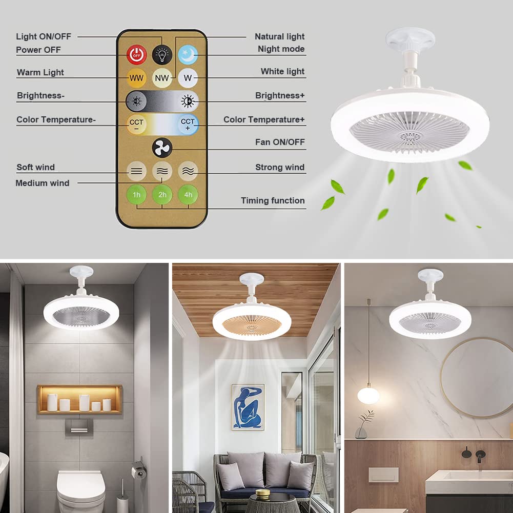 Ventilatore A Soffitto Con Luci LED E Telecomando – 9,8'' Basso Profilo Giallo Per Cameretta
