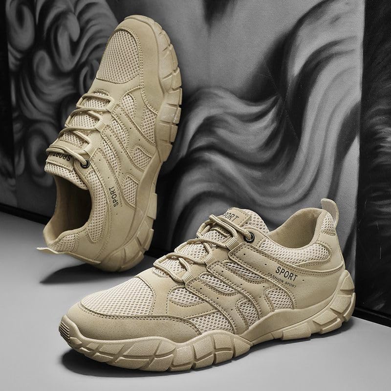 Men's Breathable Low-Top Outdoor Hiking Sneakers - Non-Slip Rubber Sole, Cushioned Insole, Mesh & Upper - All-Terrain Traction for Trail, Gym, Casual Wear - Spring/Fall Trekking Shoes (Solid Color) - Image 4