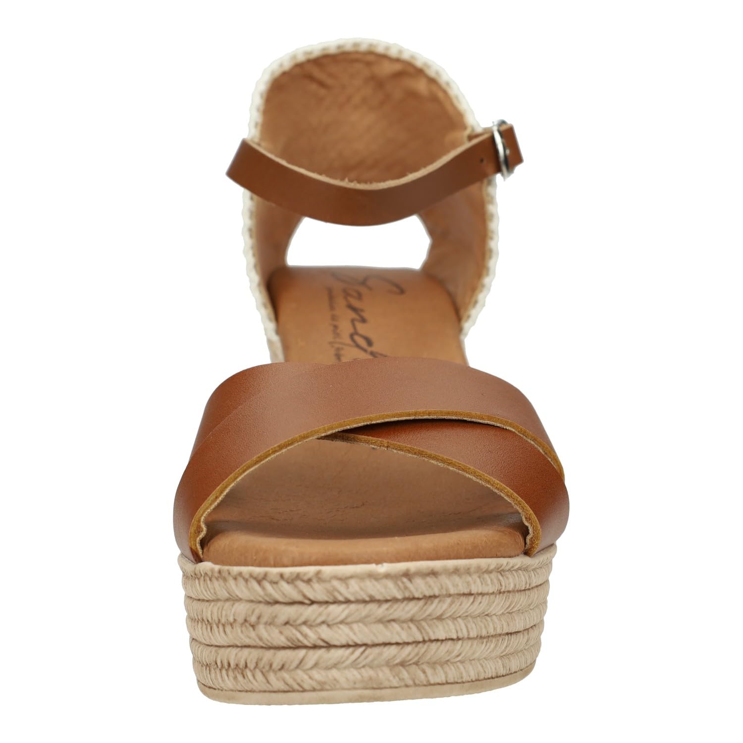 SANDALI M704 Marrones de Piel para Mujer con cuña de 6cm, Verano con cuña, Hechas en España Mujer