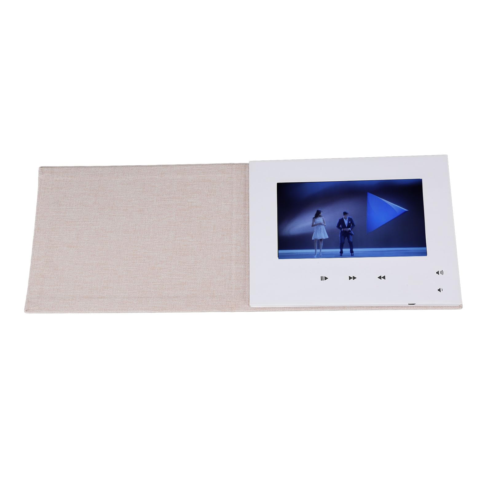 Fabater Biglietto d'auguri Video da 7 Pollici con Schermo LCD, Biglietto d'auguri Elettronico per Brochure Video per Regalo di Compleanno, Stile Tessuto di Lino Carta Dura, Memoria da 2 GB
