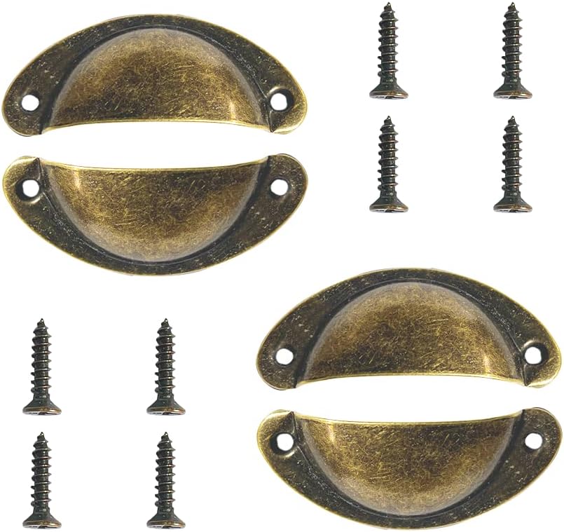 Lmyzcbzl Shell Handle, 4 Pcs Retro Door Handle, Cabinet Handles, Shell Cup Handles, Drawer Handle, for Cabinet, Drawers, Closet, Furniture Accessories