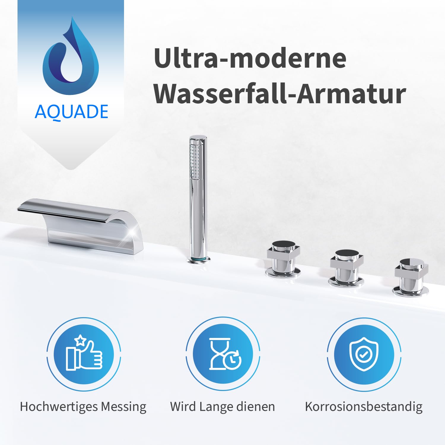 AQUADE Wanneneinlauf Armatur Modell: Badewannenarmatur Wasserfall | Badarmatur Badewanne, Wannenrandarmatur, Badarmatur, Wanneneinlauf, Wannenfüllarmatur