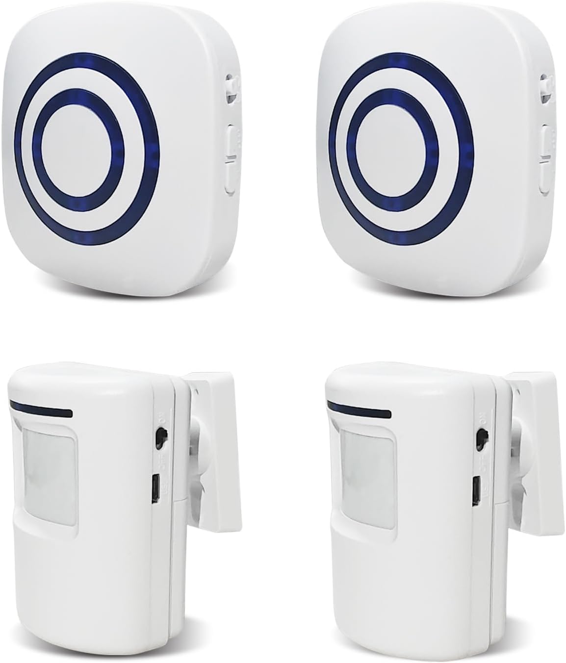 Movement Sensor Doorbell for Enterprise- Retailer Welcome Entry Door Chime Customer Bell Driveway Sensor Alarm Movement Detector Door Chime House Safety Alarm (2 Plug-in RECEIVERS and a pair of Movement SENSORS)