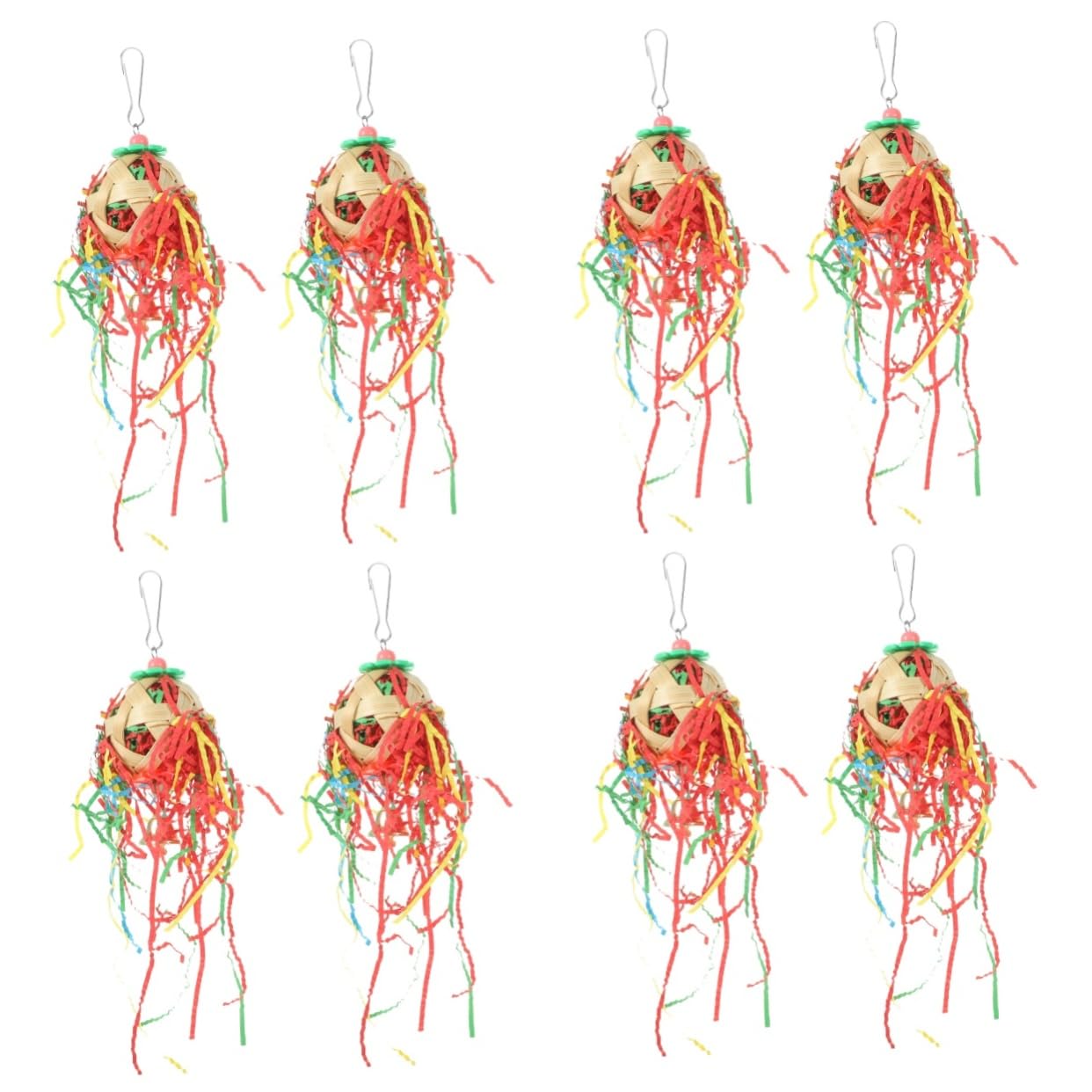 BESPORTBLE 8pièces Jouets à Mâcher pour Oiseaux Jouets De Forage Colorés avec Cloche pour Perroquets Et Cockatiels Accessoires pour Cage à Oiseaux