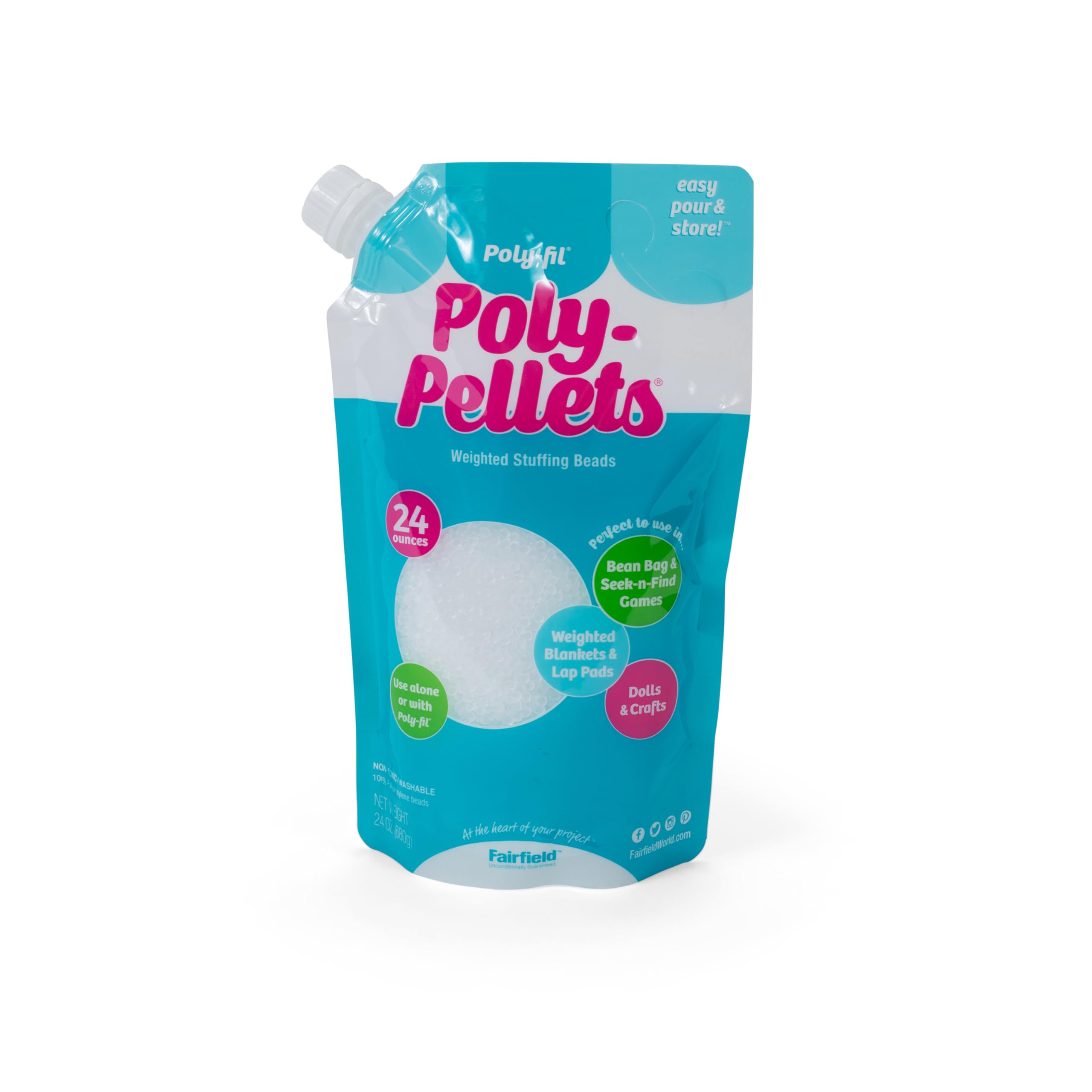 Poly-Fil Poly Pellets, 24oz Bag, White