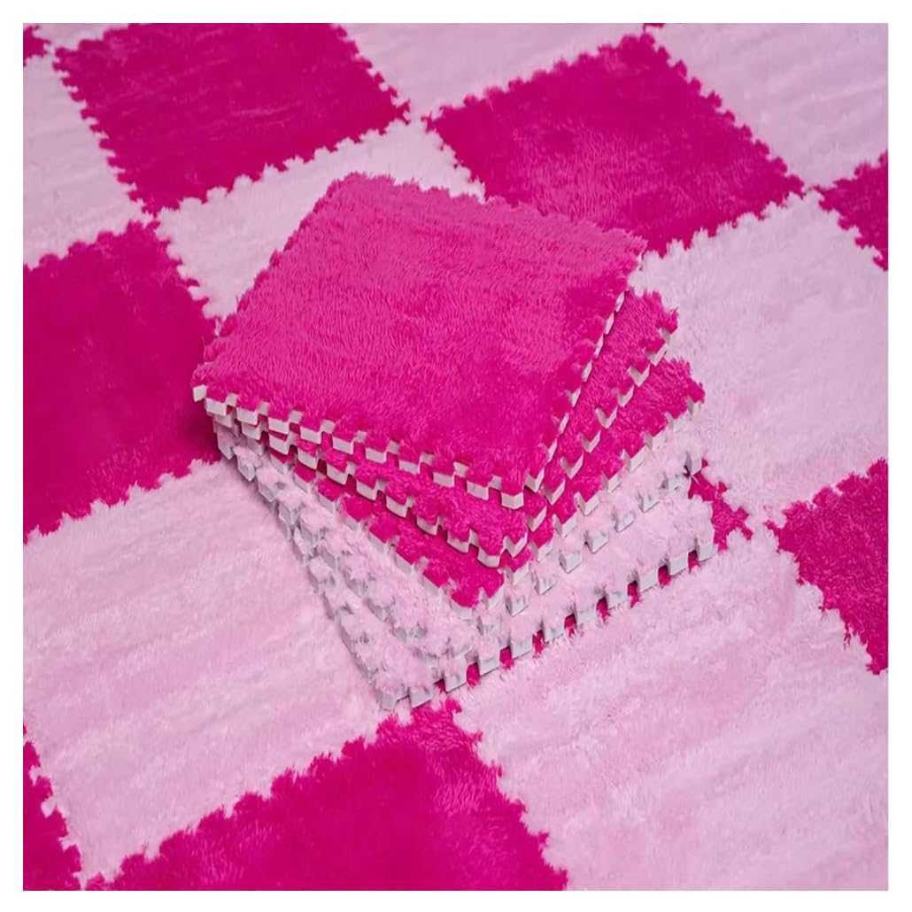 10 tappetini a incastro in schiuma antiscivolo, per sala giochi e camera da letto (magenta e rosa), perfetti per aree giochi per bambini