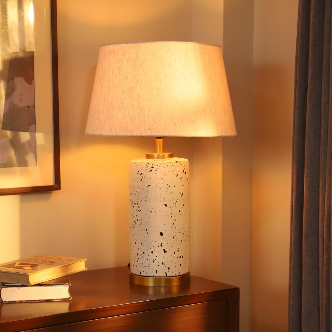 DREAMY WALLS Table Lamps TERRAZZO Collection Gold Base 23.5" Terracotta Table Lamps for Home Decoration, Table lamp for Living Room, Table lamp for Study, Bed Side Lamp, Luxurious Beautiful, Dimmable-picture-14