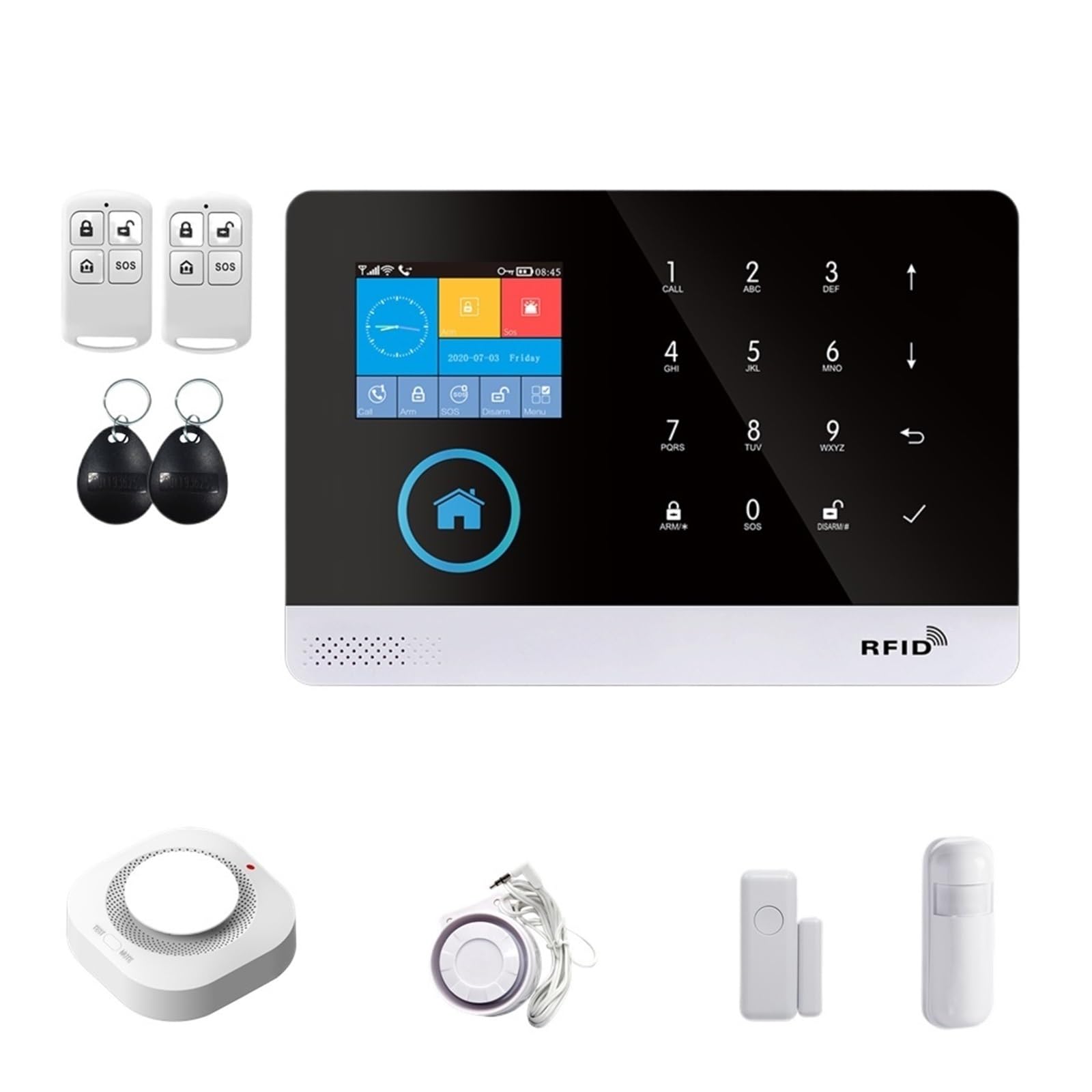 Sensor Inalámbrico De La Ventana De La Puerta De WiFi del Sistema De Alarma De Seguridad For El Hogar 4G con Alarma Smart Life Tuya App Tasa Cero de Falsos positivos (Color : Set-C)