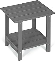 Vista 26 de Adirondack - Mesa auxiliar para exteriores con veta similar a la madera, mesa auxiliar pequeña de patio de 16.6 pulgadas, mesa de plástico HDPE de 2