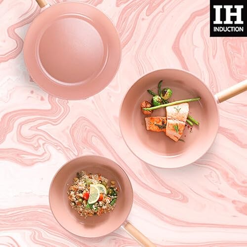 Miniatura 4 de Neoflam 9.5" Nonstick Pink Frying Pan for Stove Top and Induction, Ceramic Coating, Wood Handle, Made in Korea (24cm)