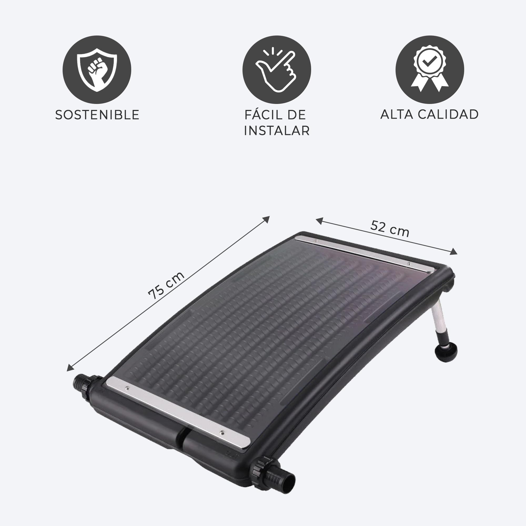 Panel Solar Portátil de Calefacción para Piscinas - Panel Solar para Camping con Conexión de 38mm de Diámetro - Calentador Solar de Piscinas Interior Exterior con Altura Ajustable 75x62x12cm