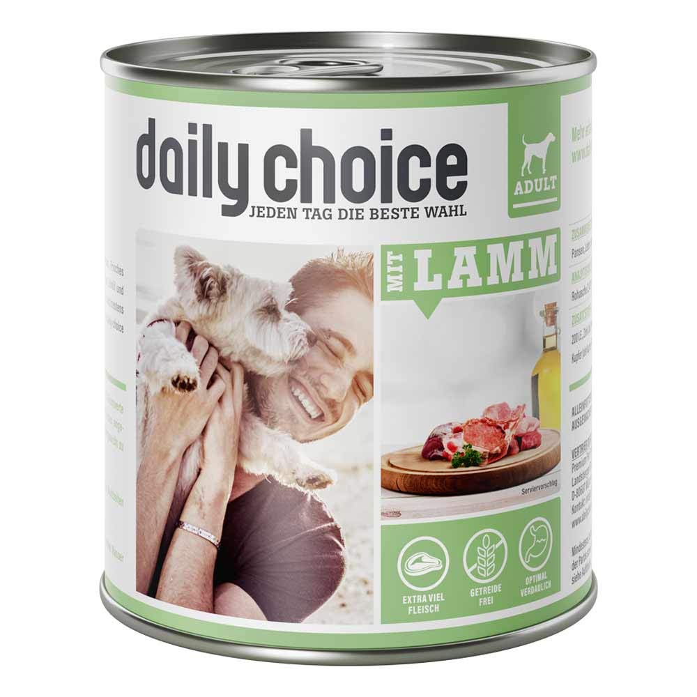 24 x 800 g - Nassfutter für Hunde - getreidefrei - Mit Lamm - 70% Frischfleisch- und Innereienanteil Optimale Verträglichkeit