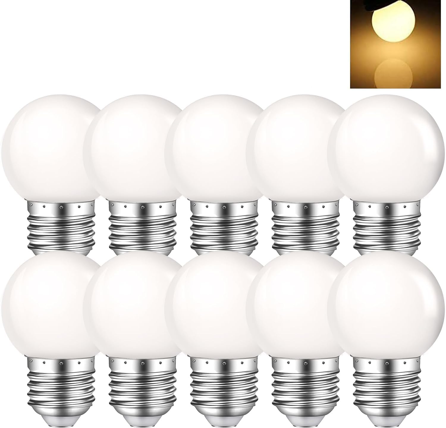Zellux 10 Pack G45 1W LED Night Light Bulb, E27 Soft White 3000K,Not Dimmable LED Energy Saving Light Bulbs 5 Watt Equivalent, for Bedroom Holiday Decoration,1 Year Warranty