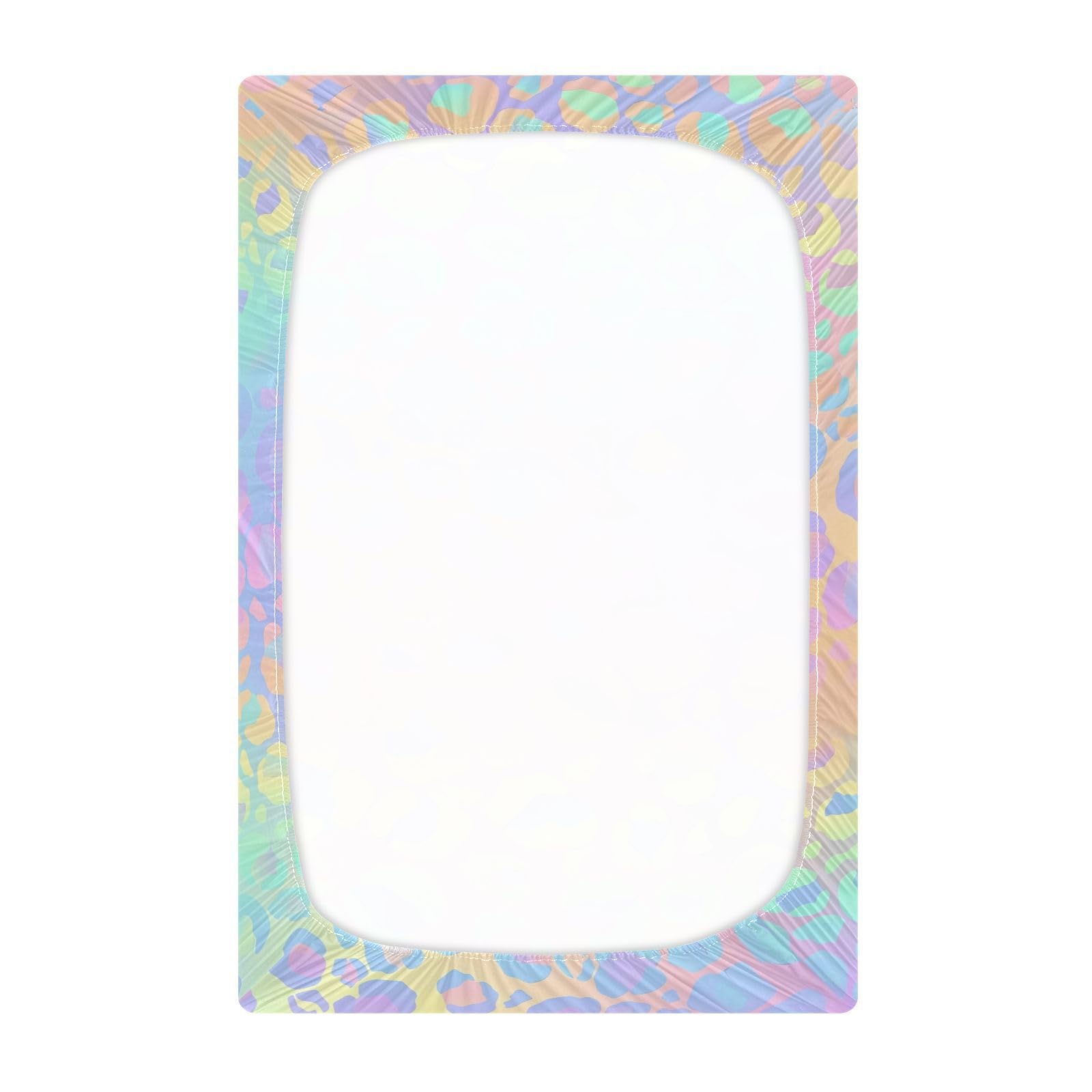 JIPONI Rainbow Leopard Soft Playard Sheet- Pack & Play Sheets Fitted, Breathable Mattress Cover for Standard Size Play Yard, 39’x27’x5’