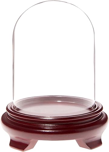 Miniatura 2 de Plymor Cúpula de cristal de 4" x 5.25" (base con patas de chapa de madera de nogal)