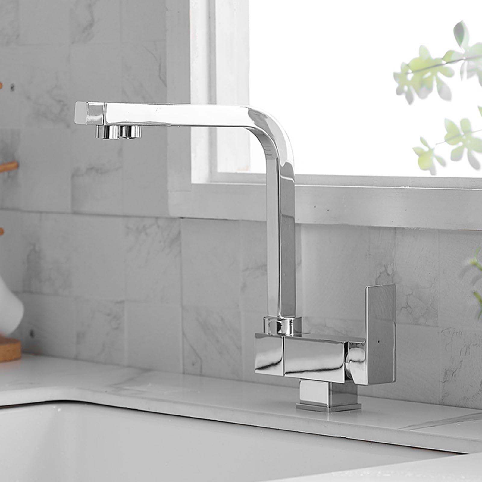 3 Way Kitchen Mixer Tap Folding Swivel Brass Taps-Chrome Plated