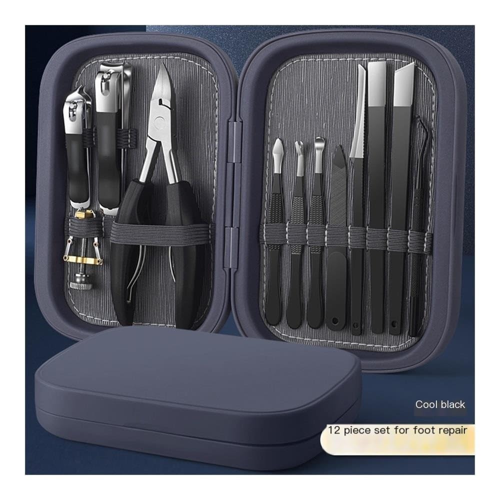 Kit de cortaúñas y cortaúñas Kit de manicura y pedicura de 12 piezas, herramientas de acero inoxidable for uñas con cortaúñas y alicates para pies, cortaúñas para pies, cortaúñas para dedos(Silver)