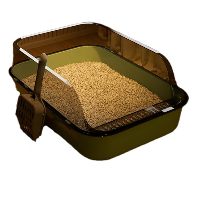 Caja de arena para gatos semicerrada con valla alta, inodoro para gatitos de 40 x 28 x 16 cm