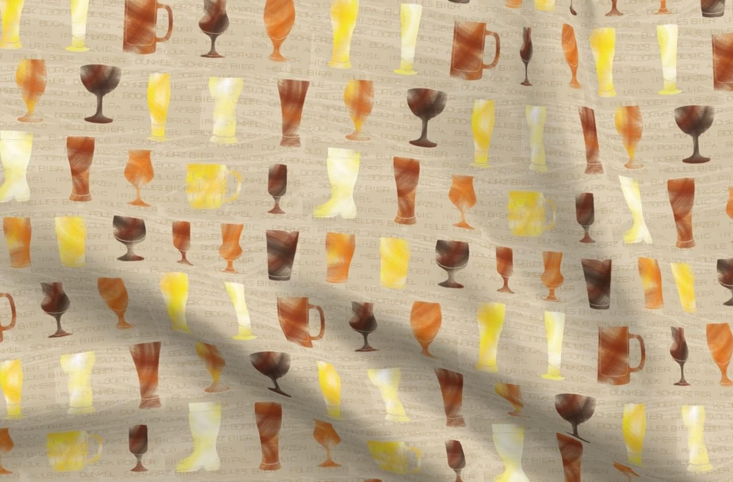 Spoonflower Fabric - Beer Glasses Autumn Fall Man Printed on Upholstery Velvet Fabric Fat Quarter - Upholstery Home Decor Bottomweight Apparel