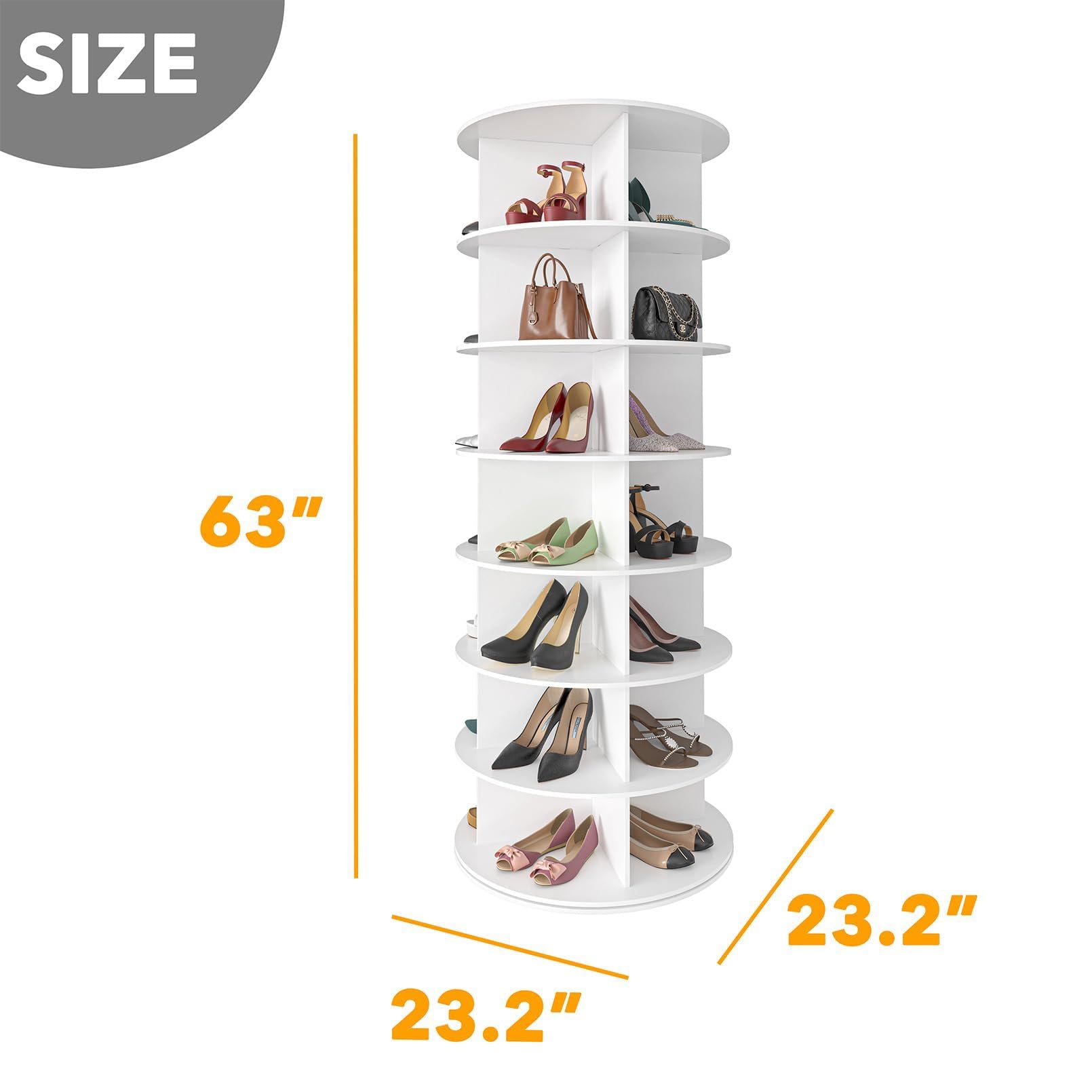 Zapatero giratorio de 360 grados, carrusel de 7 niveles para zapatos y bolsos, estante para ahorrar espacio, esquina para el hogar y el armario