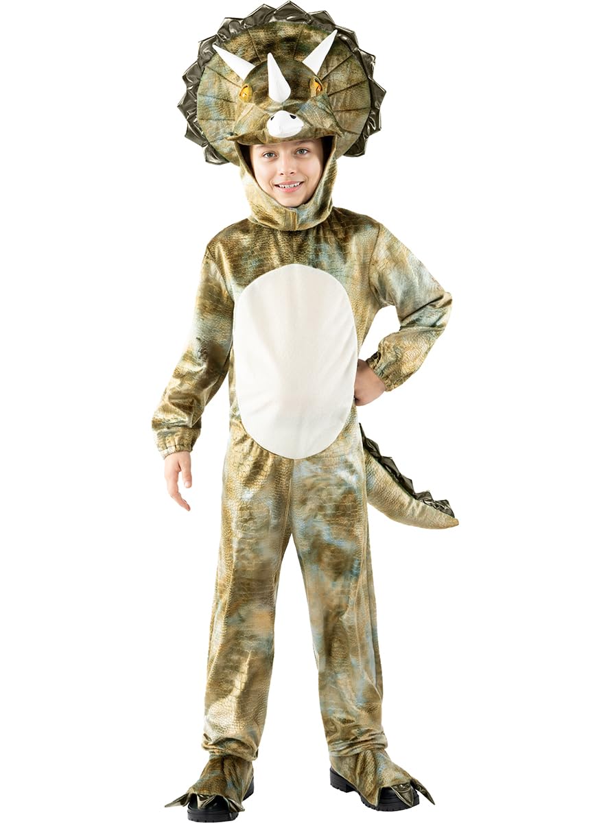 Funidelia | Costume da dinosauro Triceratops per bambino Animali, T-Rex, Jurassic Park, Film e Cinema - Costume per bambini e accessori per Feste, Carnevale e Halloween - Marroni
