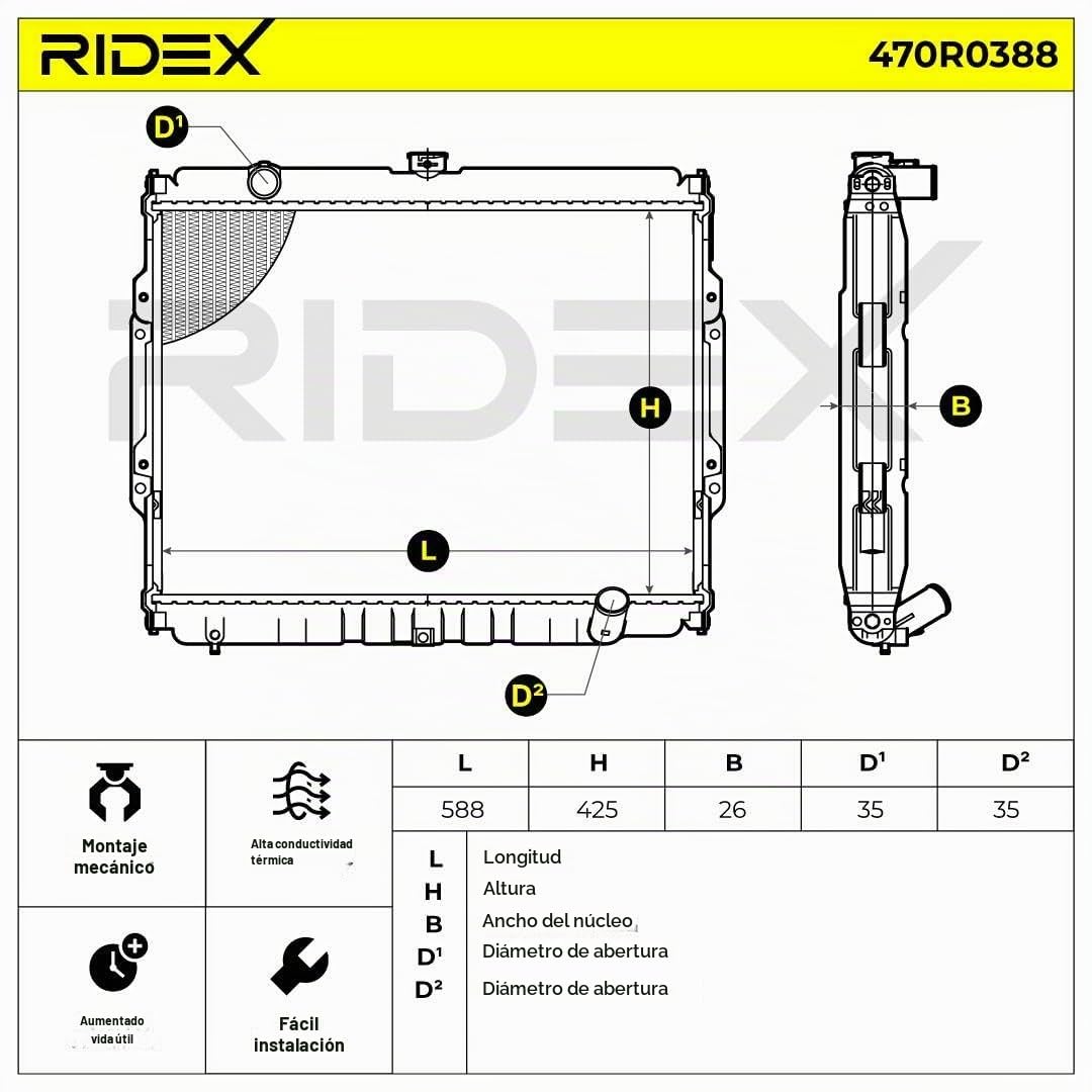 RIDEX 470R0388 Radiador refrigeración del motor Compatible con ALFA ROMEO 159 939