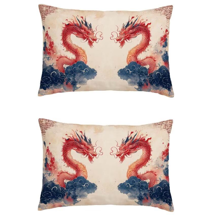 Housse de coussin rose dragon 60x90cm imperméable pour salon de jardin