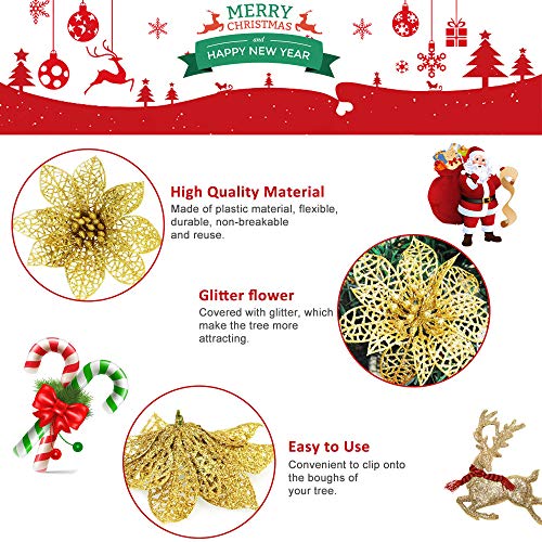 DECARETA 24 Pz Fiori per Albero di Natale