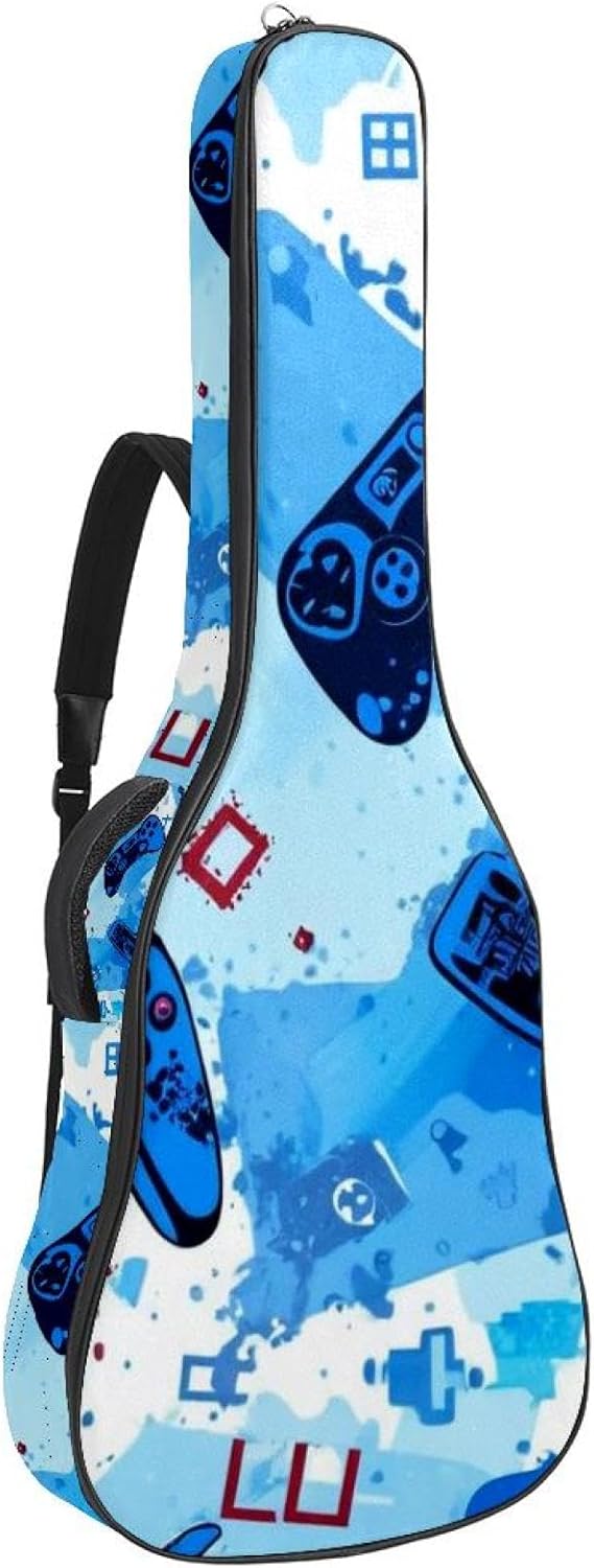 Funny Game Controller Guitar Bag 40 41 42 In 2 Pockets Guitar Case Waterproof Guitar Case Resistent Oxford Cloth 0.4 In Extra Thick Sponge Padded for Acoustic Guitar