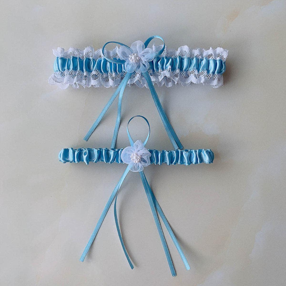 Princesse Cosplay fête de Mariage Fille Dentelle Florale Bleu Jambe Anneau Boucle Bas jarretière-Bleu Marine, 40-60 cm (Noir 40 a 60 cm)