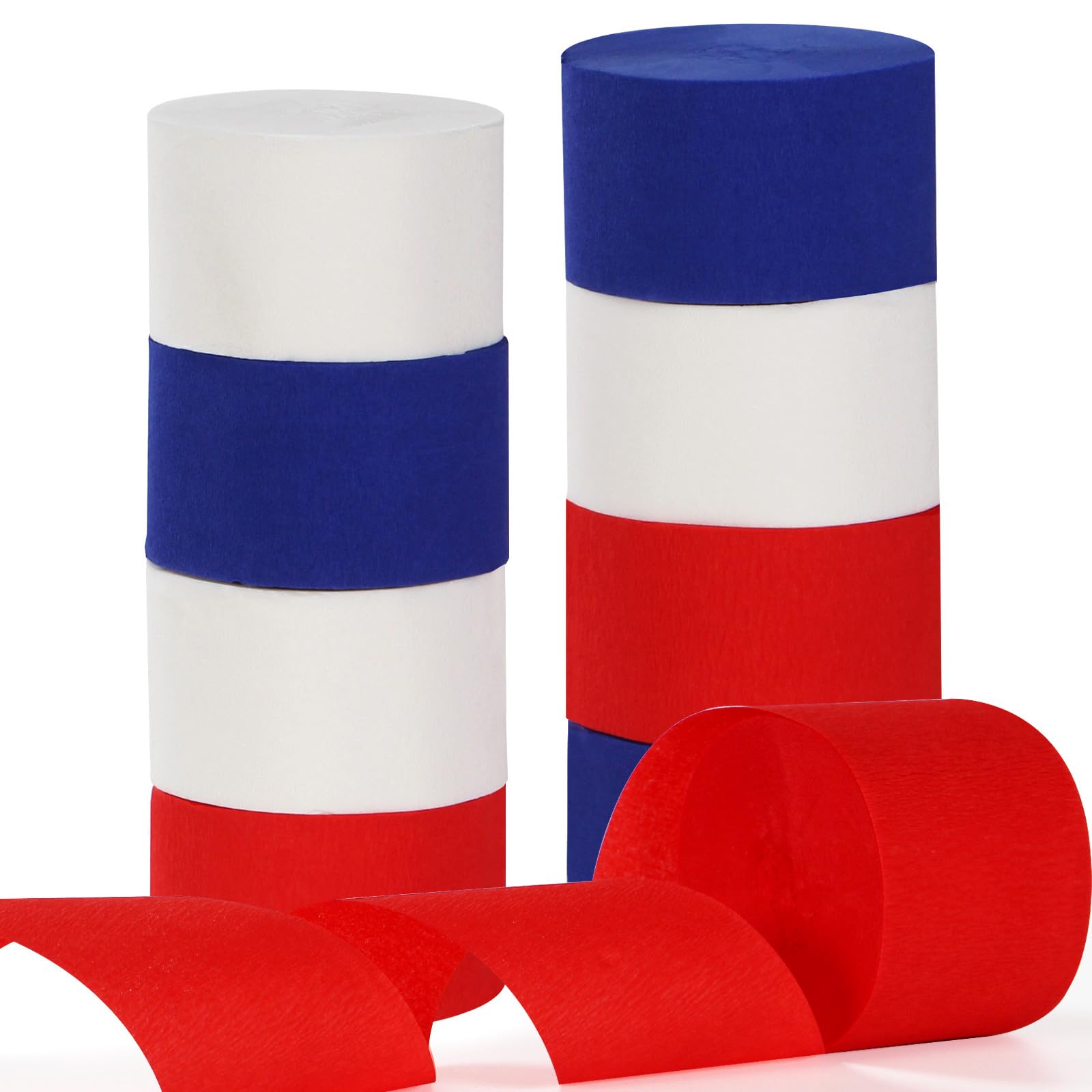 Fourth-4th of July Patriotic Party-Decorations Streamers - 9 Rolls Red White Blue Memorial-Day Supplies Crepe Tissue Paper Garland,Independence American Birthday Graduation Banner Decor Panduola